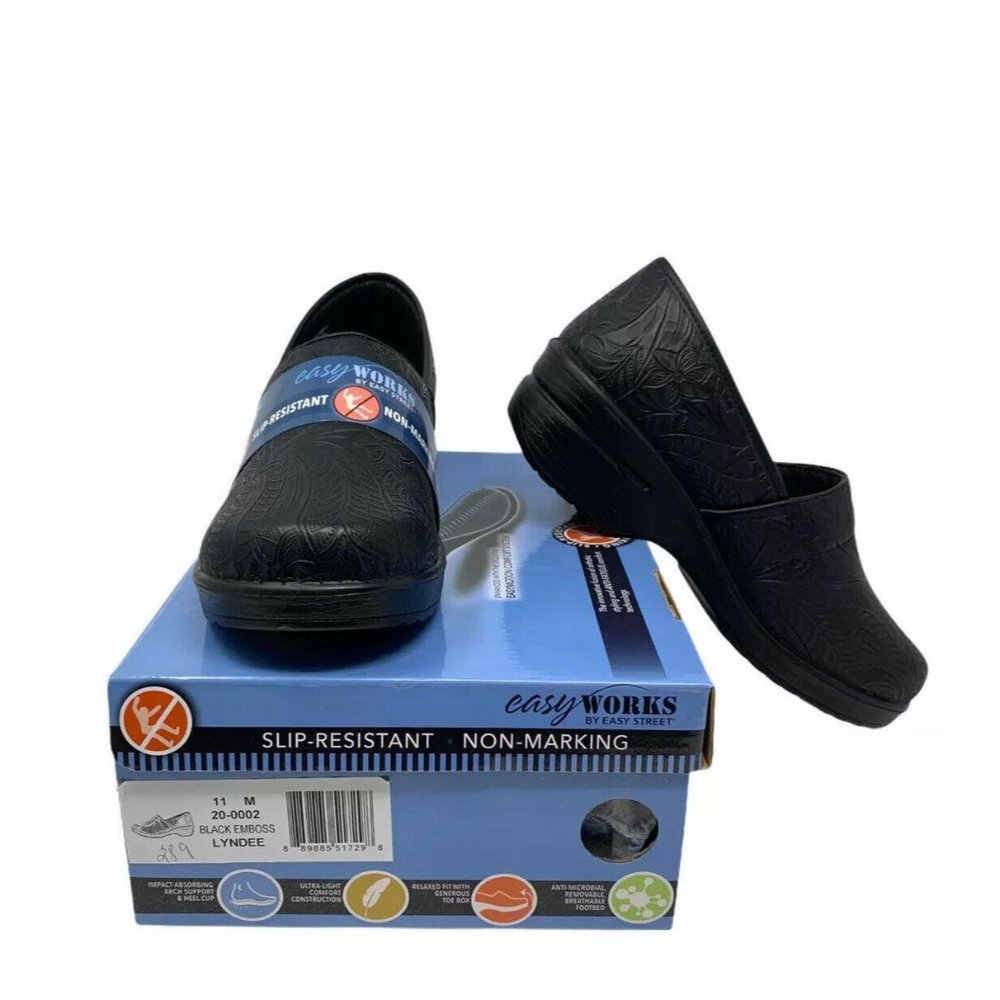 COPY - Easy Works Women's Lyndee Professional black clog shoes 11M